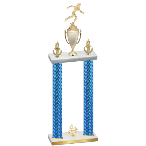 Double Blue Carbon Fiber Fourth Place Running Trophy