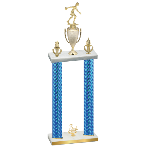 Double Blue Carbon Fiber Third Place Bowling Trophy