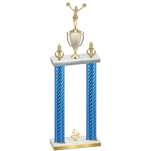 Double Blue Carbon Fiber Fourth Place Cheerleading Trophy