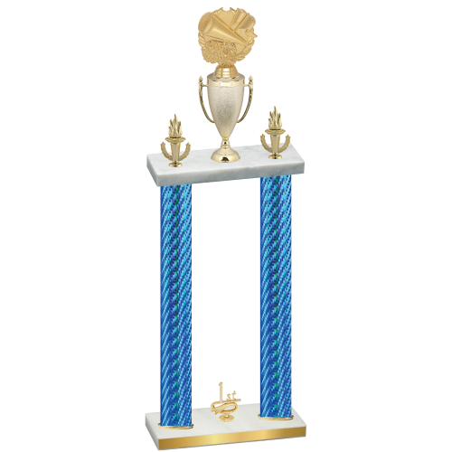 Double Blue Carbon Fiber First Place Cheerleading Trophy