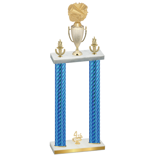 Double Blue Carbon Fiber Fourth Place Cheerleading Trophy