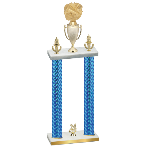 Double Blue Carbon Fiber Year Cheerleading Trophy