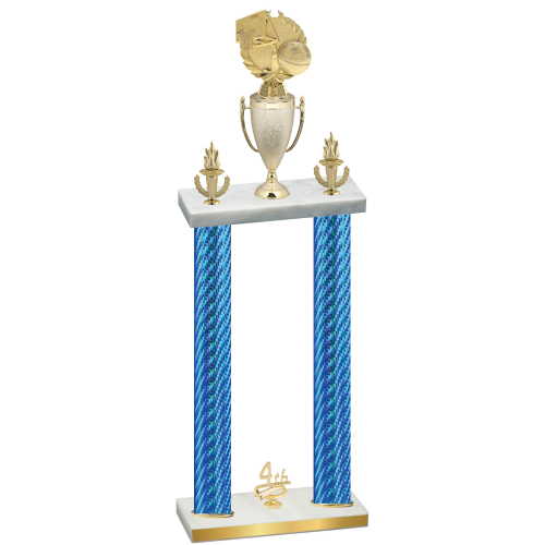 Double Blue Carbon Fiber Fourth Place Basketball Trophy