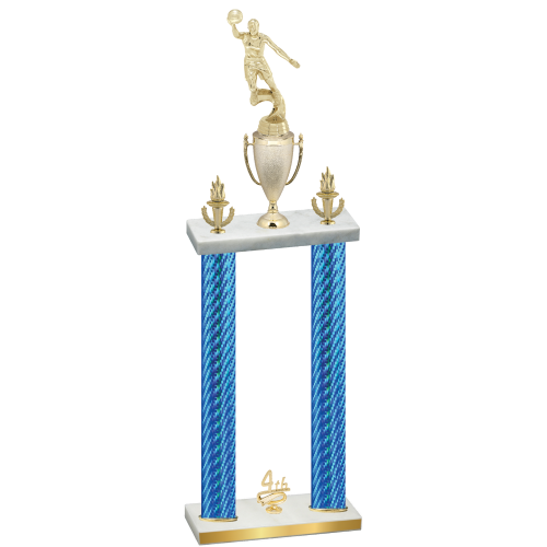 Double Blue Carbon Fiber Fourth Place Basketball Trophy