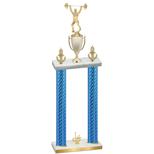 Double Blue Carbon Fiber First Place Weights Trophy