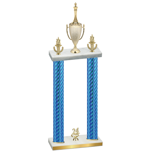 Double Blue Carbon Fiber Year Chess Trophy