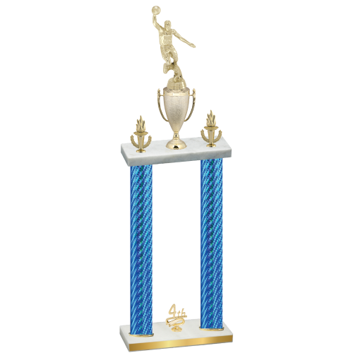 Double Blue Carbon Fiber Fourth Place Basketball Trophy