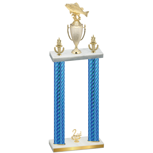 Double Blue Carbon Fiber Second Place Fishing Trophy