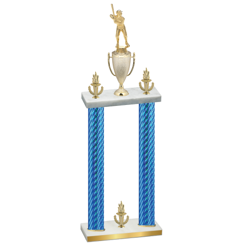 Double Blue Carbon Fiber Victory Baseball Trophy