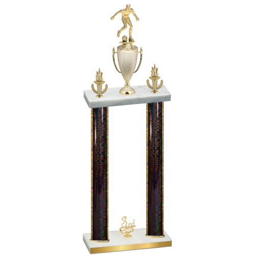 Double Black Glacier Third Place Soccer Trophy