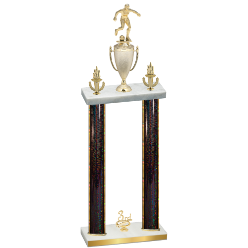 Double Black Glacier Third Place Soccer Trophy