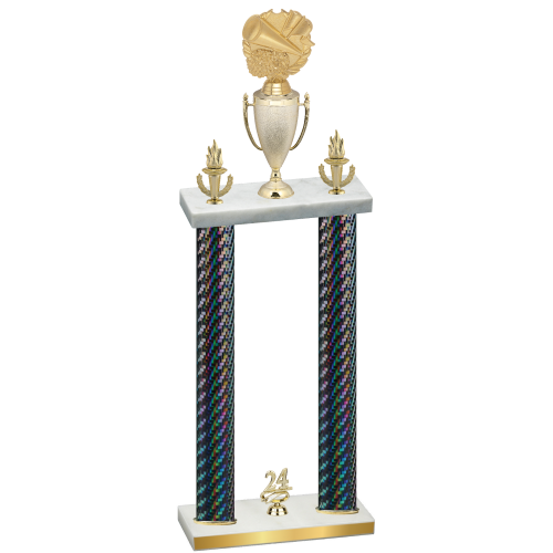Double Black Carbon Fiber Year Cheerleading Trophy