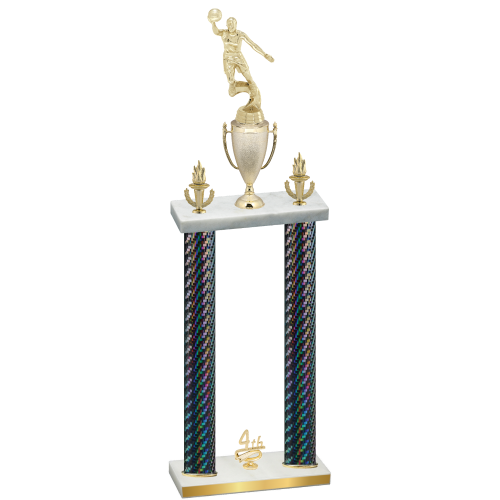 Double Black Carbon Fiber Fourth Place Basketball Trophy
