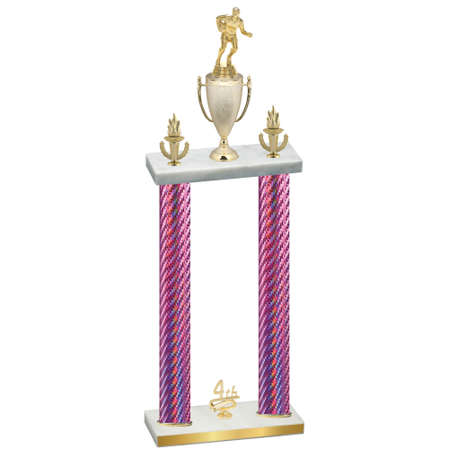 Double Pink Carbon Fiber Fourth Place Rugby Trophy