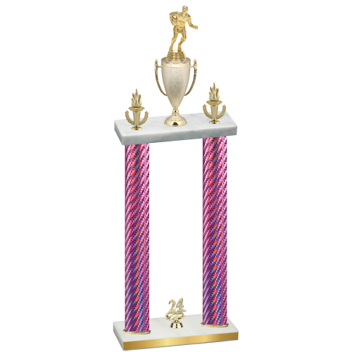Double Pink Carbon Fiber Year Rugby Trophy
