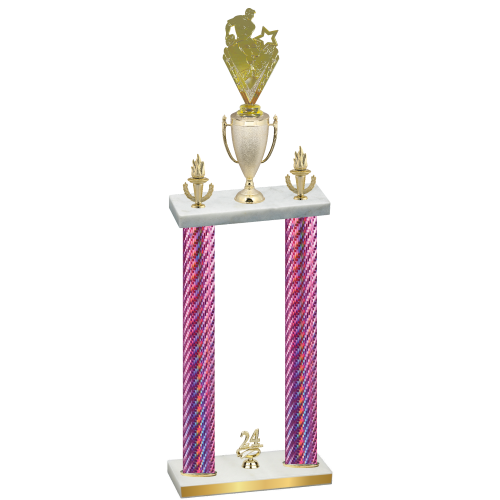 Double Pink Carbon Fiber Year Rugby Trophy