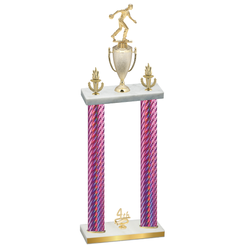 Double Pink Carbon Fiber Fourth Place Bowling Trophy