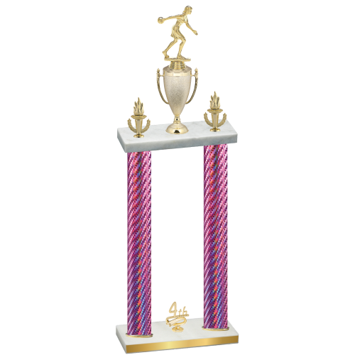 Double Pink Carbon Fiber Fourth Place Bowling Trophy