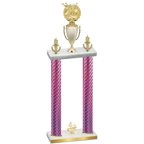 Double Pink Carbon Fiber Fourth Place Bowling Trophy