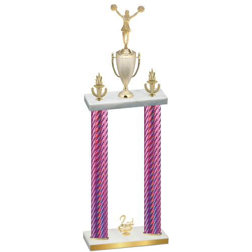 Double Pink Carbon Fiber Second Place Cheerleading Trophy