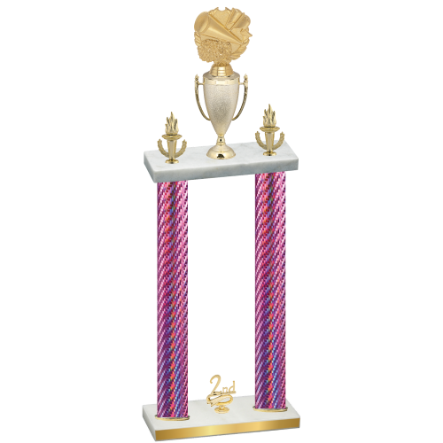 Double Pink Carbon Fiber Second Place Cheerleading Trophy