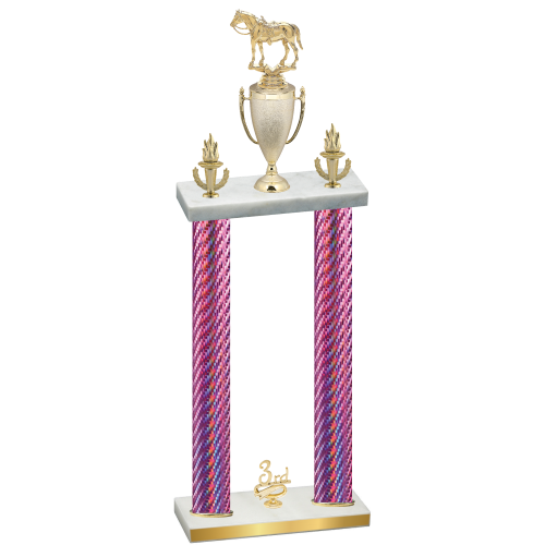 Double Pink Carbon Fiber Third Place Horses Trophy