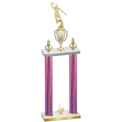 Double Pink Carbon Fiber First Place Basketball Trophy