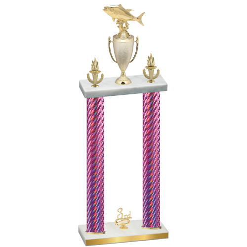 Double Pink Carbon Fiber Third Place Fishing Trophy