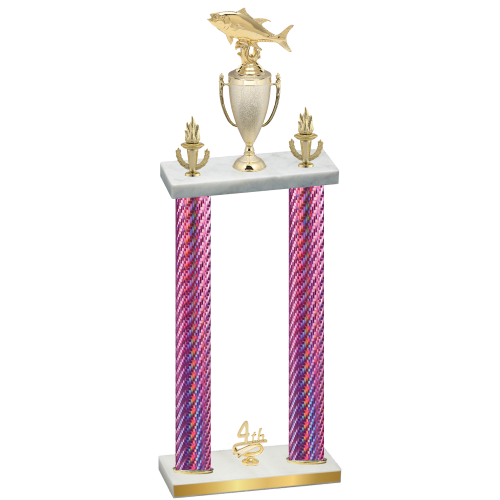 Double Pink Carbon Fiber Fourth Place Fishing Trophy