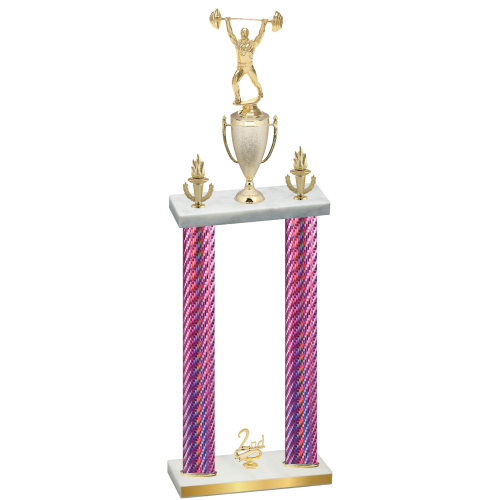 Double Pink Carbon Fiber Second Place Weights Trophy