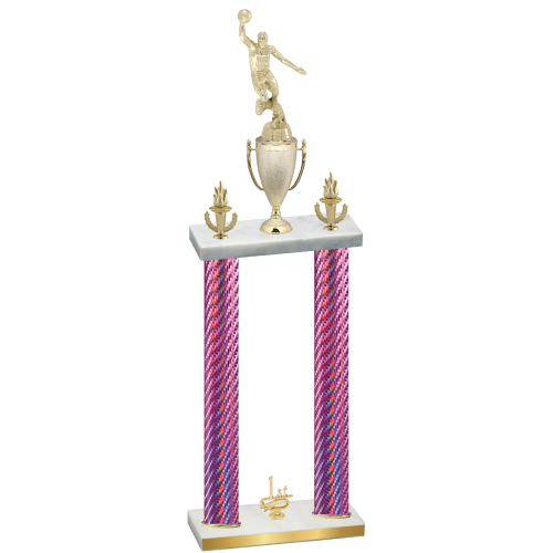 Double Pink Carbon Fiber First Place Basketball Trophy