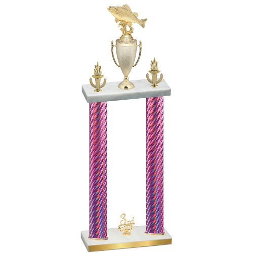 Double Pink Carbon Fiber Third Place Fishing Trophy