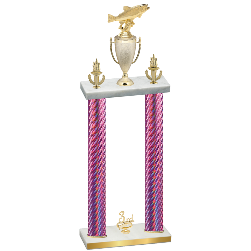Double Pink Carbon Fiber Third Place Fishing Trophy