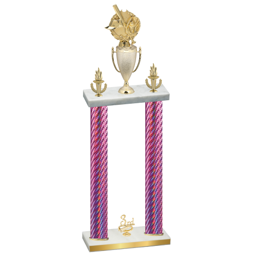 Double Pink Carbon Fiber Third Place Baseball Trophy