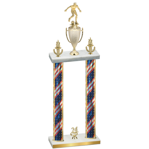 Double Flag USA Year Soccer Trophy