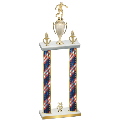 Double Flag USA Year Soccer Trophy