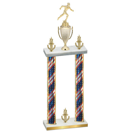 Double Flag USA Victory Running Trophy