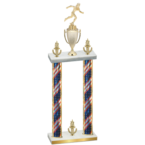 Double Flag USA Victory Running Trophy