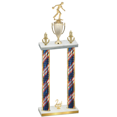 Double Flag USA Second Place Bowling Trophy