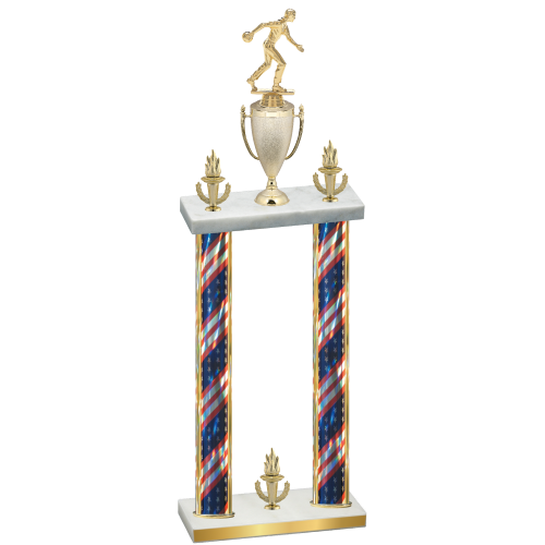 Double Flag USA Victory Bowling Trophy