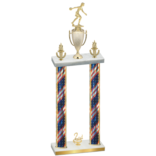 Double Flag USA Second Place Bowling Trophy