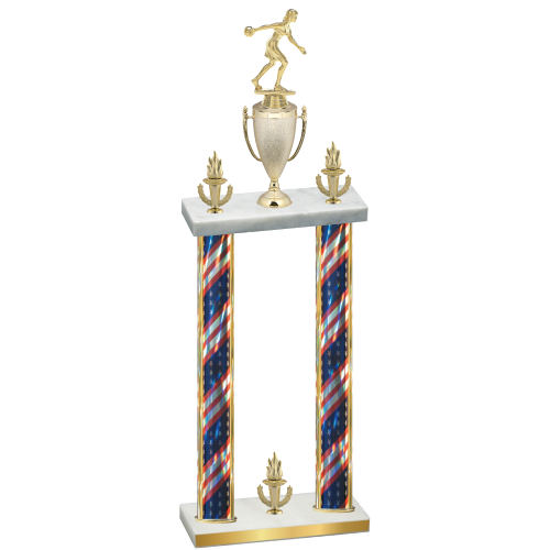 Double Flag USA Victory Bowling Trophy