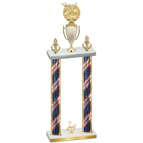 Double Flag USA Second Place Bowling Trophy