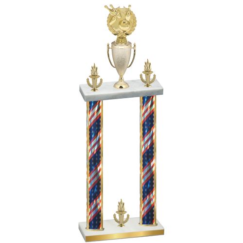 Double Flag USA Victory Bowling Trophy