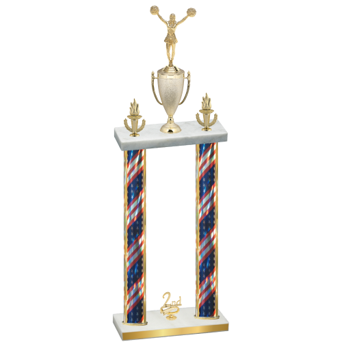Double Flag USA Second Place Cheerleading Trophy