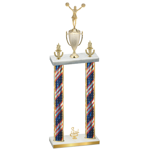 Double Flag USA Third Place Cheerleading Trophy