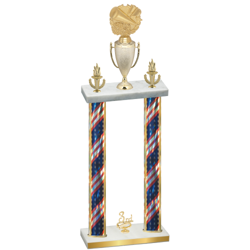 Double Flag USA Third Place Cheerleading Trophy