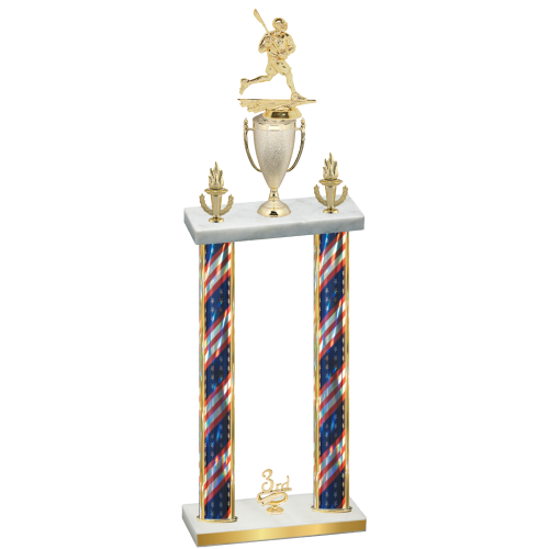 Double Flag USA Third Place Lacrosse Trophy