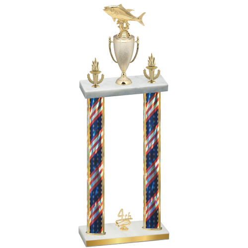 Double Flag USA Fourth Place Fishing Trophy