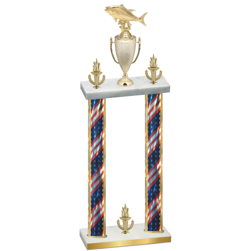 Double Flag USA Victory Fishing Trophy